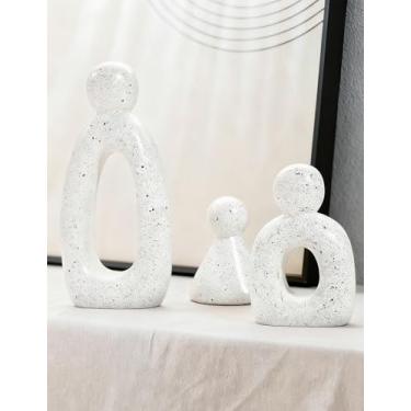 Imagem de Joogour Família abstrata de 3 estatuetas esculturas modernas - decoração de casa minimalista para suporte de TV, estante de livros, sala de estar | Detalhes decorativos e ideias de presentes como