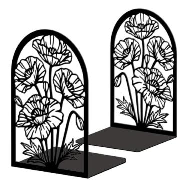 Imagem de Peacoblue Suportes de livros de metal para prateleiras, tampas de livros de estudo resistentes decorativas modernas para escritório, mesa, prateleira, sala 13,5 x 11 x 20 cm de ferro fundido simples