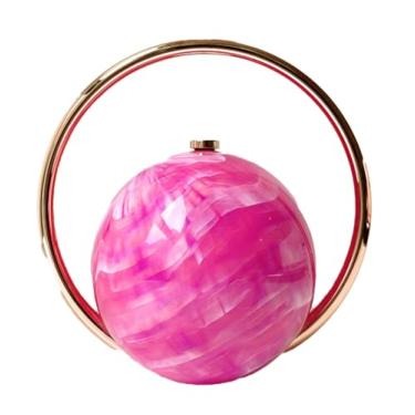 Imagem de Bolsa feminina com bola de mármore para noite, bolsas elegantes e luxuosas, para festas, férias, casamentos, rosa, Casual
