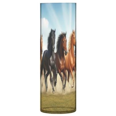 Imagem de JUZIHAI Seven Running Horses Vaso para Flores 9,9 cm x 30 cm Cilindro de Plástico Moderno Vaso de Flores para Centro de Mesa de Casamento Decoração de Casa