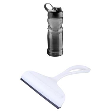 Imagem de Conjunto de 1 Rodo Plástico Multiuso Branco com Raspador 18cm + 1 Garrafa Squeeze Sport Fit 500 ML Preta