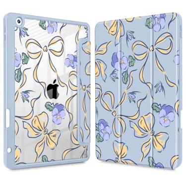 Imagem de Lepeoac Capa para iPad 9ª/8ª/7ª geração de 10,2 polegadas (versão 2021/2020/2019), [Suporte de lápis embutido] Capa traseira com três dobras com suporte para despertar/hibernar, transparente com