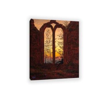 Imagem de Ruínas do Oybin por Caspar David Friedrich Impressões em tela Bem Decoração The World Classic Art Reproduções de arte grande giclée arte de parede para sala de estar decoração de casa 65 x 50 cm