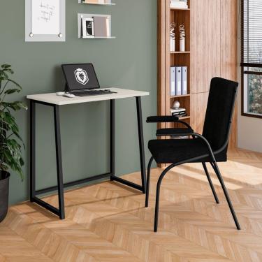 Imagem de Mesa Escrivaninha Dobrável Para Notebook Aço Fit Off White