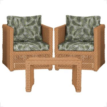 Imagem de Mesa E 2 Poltronas Madri Corda Náutica Estofado 5 Trama Terra Cota