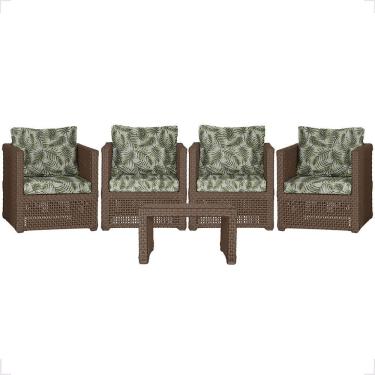 Imagem de Mesa E 4 Poltronas Madri Corda Náutica Estofado 5 Trama Marrom