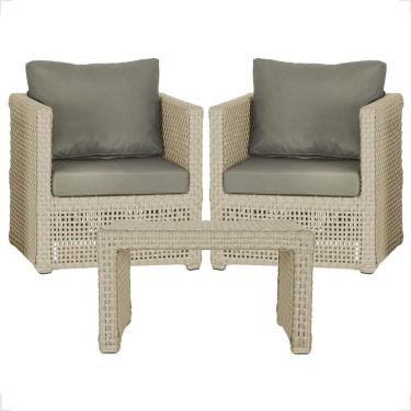 Imagem de Mesa E 2 Poltronas Madri Corda Náutica Estofado 8 Trama Rami