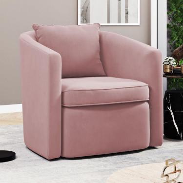 Imagem de Poltrona Decorativa Sala De Estar Aimê Veludo Rosê - Desk Design