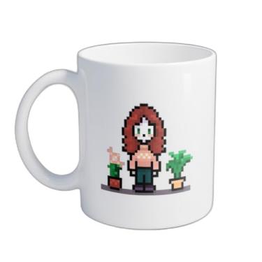 Imagem de Caneca Xícara de Café Porcelana 300ml Com Desenho Garota Fofa Em Pixel