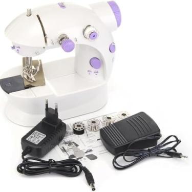 Imagem de Máquina de Costura Reta Portátil, Mini, Branca, Modelo FH-SM202, Bivolt 110V/220V