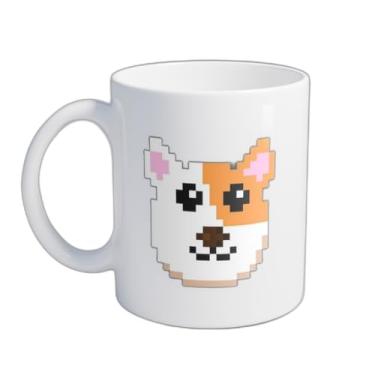 Imagem de Caneca Xícara de Café Porcelana 300ml Com Desenho Cabeça de Cachorro Pixel