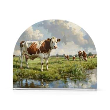 Imagem de Dispensador de guardanapos de vacas, porta-guardanapos de plástico para lenços de coquetel, suporte de guardanapo vertical para organizar papel de cozinha