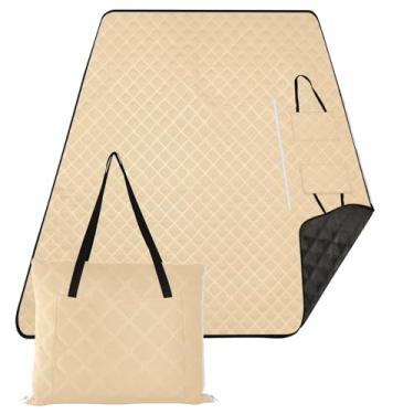 Imagem de ODAWA Cobertor de piquenique branco dobrável Navajo tapete de praia sem areia cobertor embalável ao ar livre, 152 x 203 cm