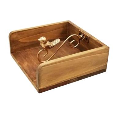 Imagem de Suporte vertical de madeira multifuncional de papel prensado vertical para guardanapo suporte de lenços decoração rural retrô adequado para restaurantes cafés ou cozinha doméstica bancada de jantar (B