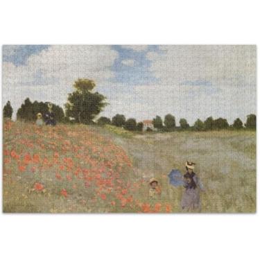 Imagem de Personalizado Claude Monet Papoula Flores Pintura Adultos Quebra-cabeça 500 Peças Cenário Arte Floral Prime Puzzles Família Amantes Presentes, 50 x 35 centímetros
