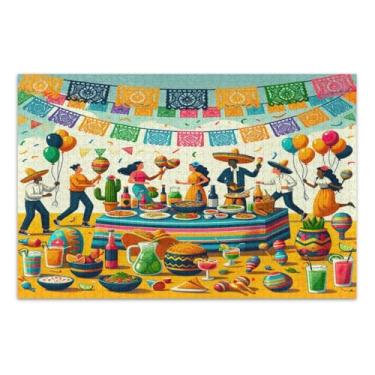 Imagem de Cinco De Mayo Elements Puzzles para adultos 1000 peças, quebra-cabeças adultos com letras na parte de trás