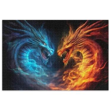 Imagem de Dragons Fighting Flames Quebra-cabeça 1000 peças adultos arte colorida Prime Puzzles jogo puzzle presentes