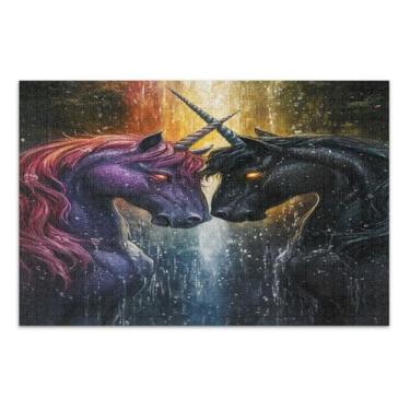 Imagem de Unicórnios Quebra-cabeça de 500 peças para adultos, quebra-cabeças exclusivos para adultos com letras nas costas