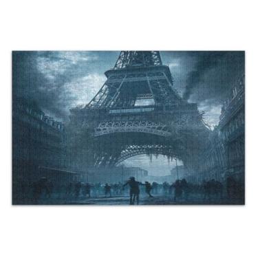 Imagem de Quebra-cabeça cinza Halloween Torre de Paris para adultos com letras nas costas quebra-cabeça para adultos 500 peças