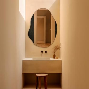 Imagem de Espelho Grande Decorativo Orgânico 60x110cm Lapidado Luxo Lavabo Quarto Sala Banheiro Escritório (1, Rubi)