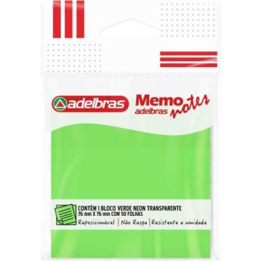 Imagem de Bloco de Recado Autoadesivo Memonote Transparente 76X76 Verde Neon - A