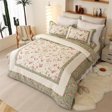 Imagem de Edredom patchwork 100% algodão, grosso, para ar condicionado, ideal para o verão, com lençol, capa de cama e fronha. Tamanho 003, 225x245cm.