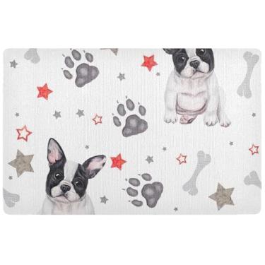 Imagem de TSENQUE Capacho fofo de buldogue francês personalizado, engraçado, grande, engraçado, tapete de boas-vindas, tapetes engraçados, externos, antiderrapante, 81 x 50 cm