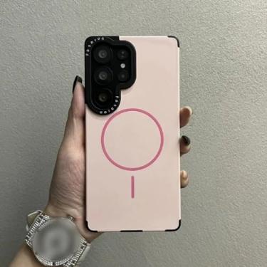 Imagem de Capa com alça de pulso para Samsung Galaxy S22 S23 S24 S25 Ultra Plus com carregamento sem fio e proteção de lente líquida, rosa B, para S25 Plus