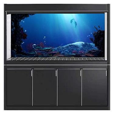 Imagem de Pôster de Fundo de Aquário 3D Fundo de Aquário Mundo Subaquático Pintura de Parede Decoração PVC Adesivo Autoadesivo, D, 52 x 30 cm