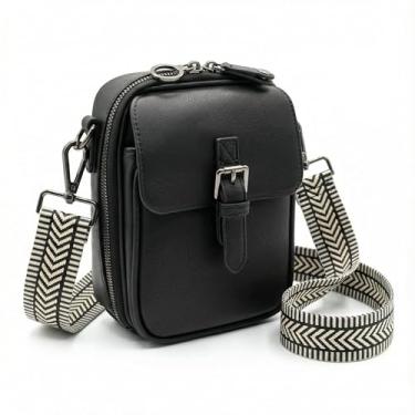 Imagem de VALTESSA Bolsa tiracolo pequena para mulheres, bolsa de viagem de couro vegano designer bolsa de ombro carteira transversal com compartimentos para cartão, Preto