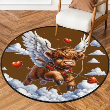 Imagem de Tapete redondo pequeno de 1,8 m para dia dos namorados, tapete circular antiderrapante, lavável, tapete circular para quarto, sala de estar, berçário, cozinha, banheiro, entrada, decoração de casa