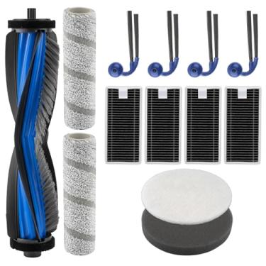 Imagem de Pacote com 13 peças de reposição X11 OmniCyclone para robô aspirador Ecovacs Deebot X11 OmniCyclone, 1 escova de rolo, 2 esfregões de rolo, 4 filtros, 1 cinza + 1 filtro de espuma branco para estação