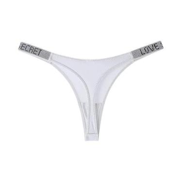 Imagem de Calcinha Tanga De Baixa Cintura Com Letras Em Strass Para Mulheres Sex