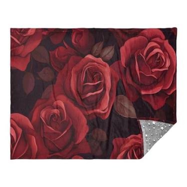 Imagem de CEBUGI Cobertor de flanela quente macio 127 x 178 cm para sofá-cama, escritório, acampamento, viagem, rosa vermelha, uso em todas as estações