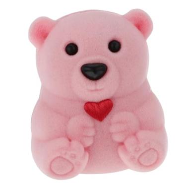 Imagem de Healeved Caixa de anel criativa em forma de urso para proposta de noivado, estojo de joias de veludo para anéis, brincos, colares, presente exclusivo de armazenamento de casamento para dia dos
