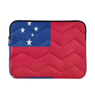 Imagem de Bolsa masculina para laptop com bandeira de Samoa, capa protetora média à prova de choque, capas para laptop de 13 a 13,3 polegadas