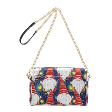 Imagem de Joitme Gnomos de Natal, bolsas azuis estreladas para mulheres, bolsa transversal, alça de corrente, bolsa de ombro de couro PU, bolsa para celular