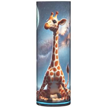 Imagem de Girafa Yoga Animal Engraçado Grande Vaso de Plástico Cilindro de Plástico para Flores Decoração de Quarto Estética, 30 cm x 9,9 cm