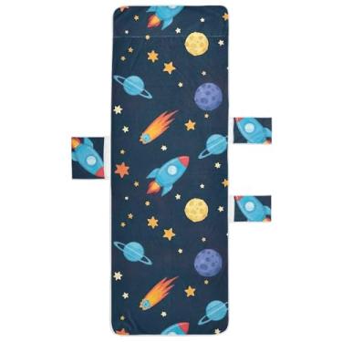 Imagem de Foguetes de desenho colorido estrelas chaise lounge cadeira toalha de piscina lounge toalha de praia espreguiçadeira de piscina tropical 215,9 cm x 76,2 cm