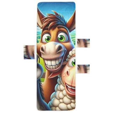 Imagem de Capa de cadeira de espreguiçadeira de lhama fofa de burro de fazenda de desenho animado toalha de cadeira de praia para piscina grande espreguiçadeira de praia 215 x 76 cm