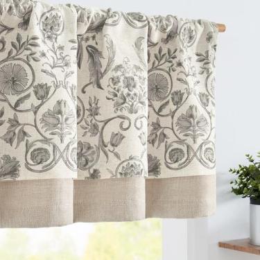 Imagem de Cortina Valance jinchan de linho de camada dupla 45x45cm cinza sobre b