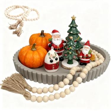 Imagem de Vomktvcsr Bandeja decorativa oval para decoração de mesa de café, bandejas decorativas modernas de concreto de 33 cm, decoração de casa, mesa de centro, bandejas decorativas, bandeja de decoração