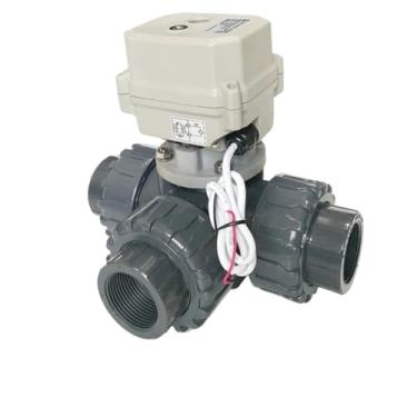 Imagem de Válvula de água elétrica UPVC de 3 vias DN50 5.1 cm, válvula de água elétrica automatizada AC24V usada para abastecimento de água 12 segundos on/off (NPT Thread_DC24V_CR303)