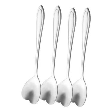 Imagem de Conjunto 4 colheres coração aco inox p/cha heart prateado - Bon Gourme