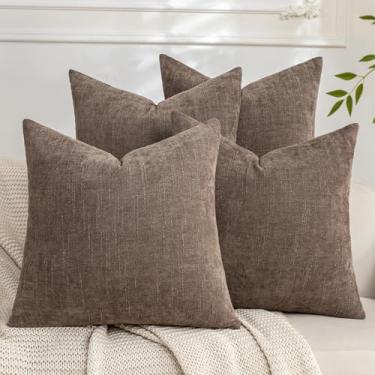 Imagem de Cozoomy Conjunto de 4 capas de almofada decorativas macias texturizadas 45,7 x 45,7 cm, capa de almofada aconchegante de casa de fazenda com detalhes quadrados para cama, sofá, sala de estar, cinza