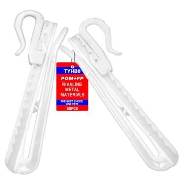 Imagem de TYHBO 50 ganchos de plástico para cortina, gancho de prega ajustável, cortina de porta e cortina de chuveiro (85 mm/3,35 polegadas)