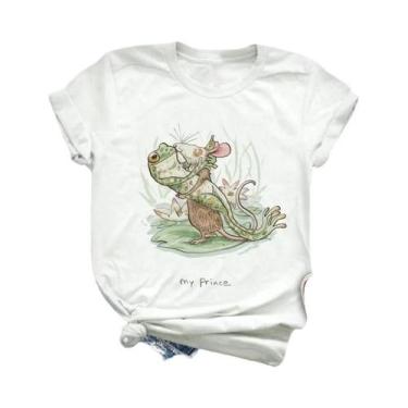 Imagem de Camiseta Feminina De Manga Curta Com Estampa Animal Moda Fofa Roupas D