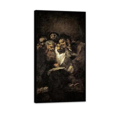 Imagem de Arte de parede Francisco Goya, leitura, impressão em tela famosa reprodução de pinturas a óleo abstratas imagem emoldurada para decoração de casa 55 x 30 cm (22 x 12 polegadas) moldura preta