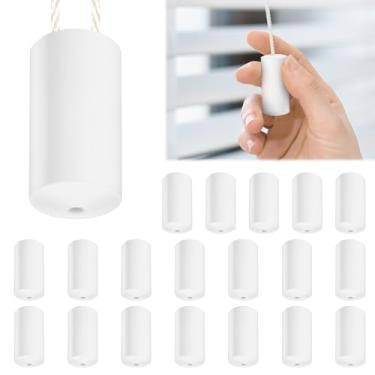 Imagem de 10 maçanetas de cordão para persianas, design antiestrangulamento, cordão branco, cordão de plástico, pingente, ponta de puxar, 3,5 x 1,5 cm, puxadores de bola pendurados para cortinas romanas (20