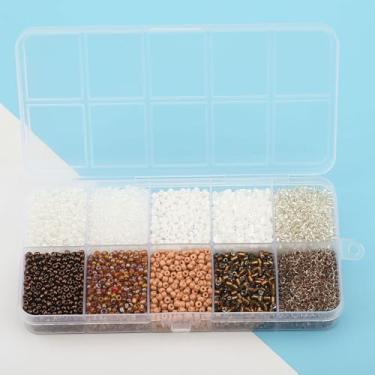 Imagem de YDJIANCAI 10 compartimentos de vidro 2 mm contas de tubo de semente contas pequenas de dois tons, para fabricação de joias, suprimentos de artesanato DIY para brincos, pulseiras, colares (cor